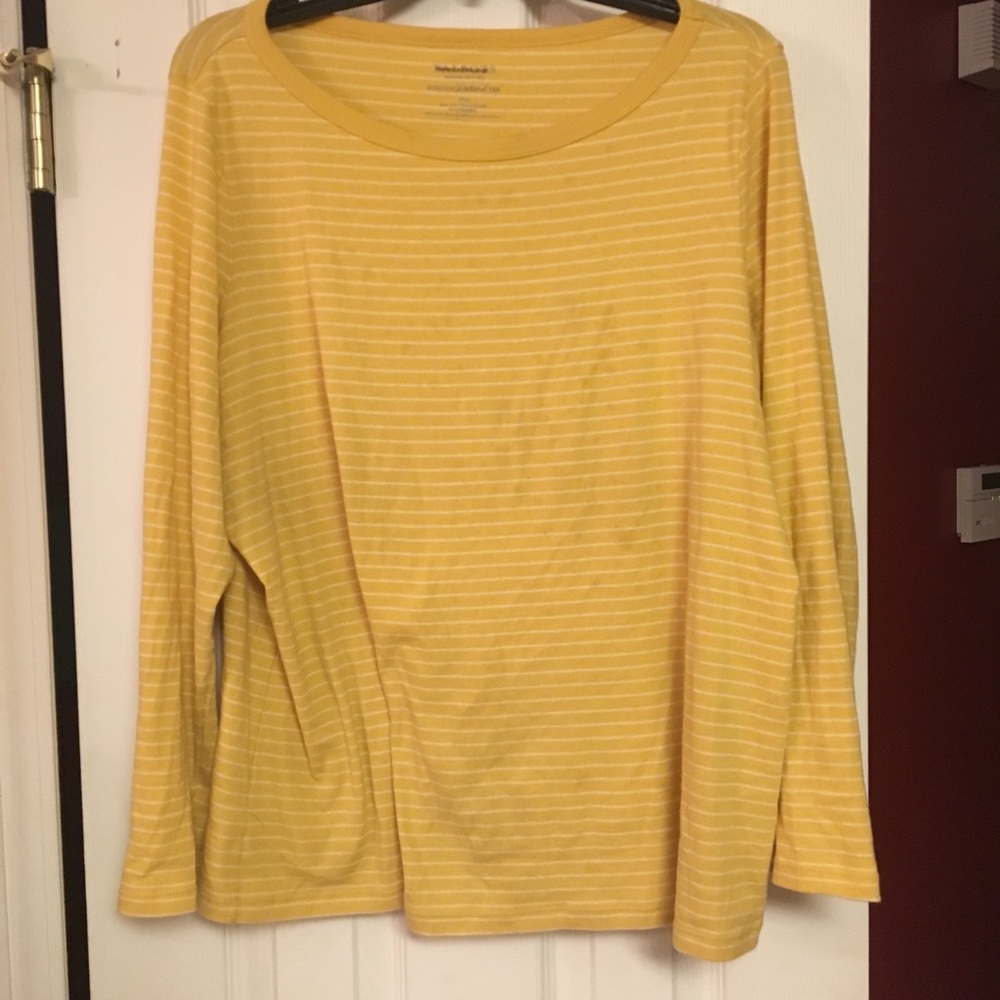 Talbots Striped Top, Yellow/White size 2X Petite